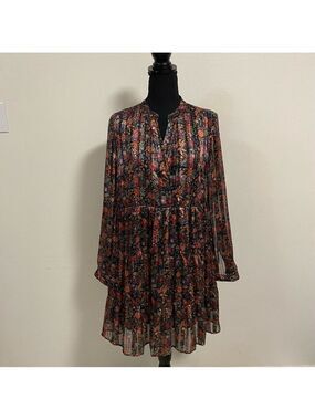 Soft Surroundings Dress Women’s Size Medium Floral Black Castille Ruffle Dress